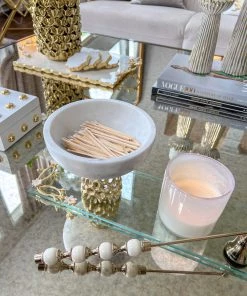 Inspire Me! Home Decor Marble Bowl With Intricate Detailed Metal Base (2 Colors)