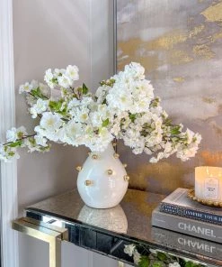 Inspire Me! Home Decor White & Gold Studded Metal Vases (2 Sizes)