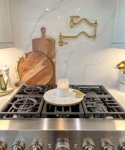 Inspire Me! Home Decor Round Marble Tray With Gold Edge And Metal Details