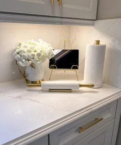 Inspire Me! Home Decor Marble Rolling Pin With Gold Hammered Handles