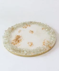 Inspire Me! Home Decor Round White Resin Tray/Trivet 19 Inspire Me! Home Decor Round White Resin Tray/Trivet