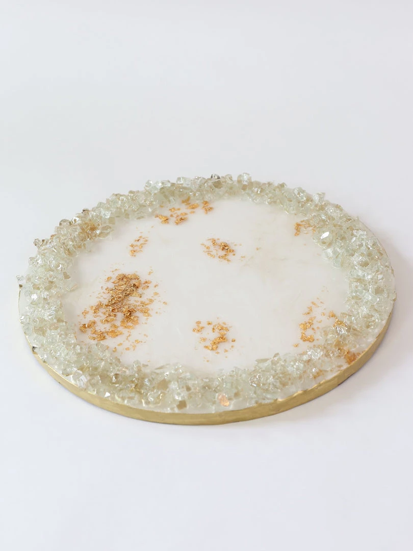 Inspire Me! Home Decor Round White Resin Tray/Trivet 11 Inspire Me! Home Decor Round White Resin Tray/Trivet