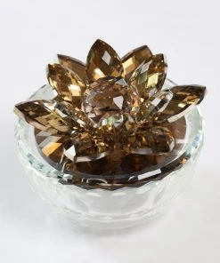 Inspire Me! Home Decor Amber Crystal Flower Box