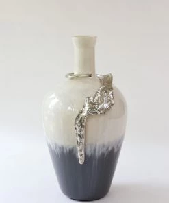Inspire Me! Home Decor Large Glass Vase W/ Silver Metal Decor (2 Sizes)