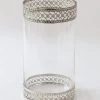 Inspire Me! Home Decor Tall Glass Vase W/ Ornate Silver Metal Rims 2 Inspire Me! Home Decor Tall Glass Vase W/ Ornate Silver Metal Rims