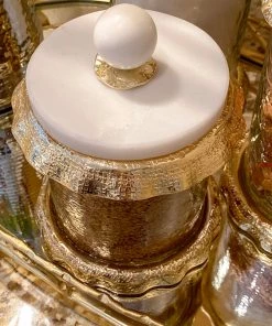 Inspire Me! Home Decor Marble & Gold Hammered Canisters