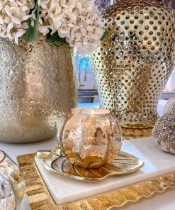 Inspire Me! Home Decor Gold Mercury Glass Pumpkin Scented Candle