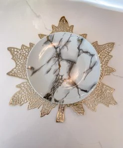 Inspire Me! Home Decor Gold Metallic Maple Leaf Place Mats (Set Of 4)