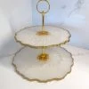 Inspire Me! Home Decor Gold Leaf And White Resin 2 Tier Cake Stand