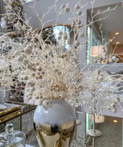 Inspire Me! Home Decor White And Gold Berry Stem