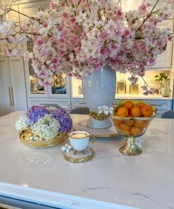 Inspire Me! Home Decor Textured Glass Bowl With White Jeweled Flower Details