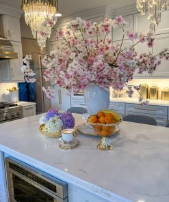 Inspire Me! Home Decor Textured Glass Bowl With White Jeweled Flower Details