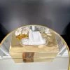 Inspire Me! Home Decor Gold Tissue Box Cover With White Jeweled Flower Details