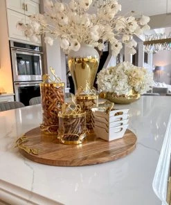 Inspire Me! Home Decor Hammered Glass Canister With Gold Leaf Lid (3 Sizes)