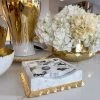 Inspire Me! Home Decor Gold White Marble Napkin Holder/Tray With Ruffled Border