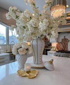 Inspire Me! Home Decor White Ginger Jar With Gold Details (3 Sizes)