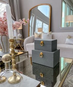 Inspire Me! Home Decor Set Of 2 Faux Leather Boxes W/ Gold Accent (2 Colors)