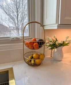 Inspire Me! Home Decor Gold Metal Two Tier Storage Basket 7 Inspire Me! Home Decor Gold Metal Two Tier Storage Basket