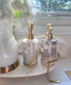 Inspire Me! Home Decor Set Of 2 Hammered Glass Pumps With Gold Tops And White Jeweled Flower Details