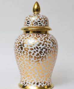 Inspire Me! Home Decor Gold Leopard Print Ginger Jar (2 Sizes)