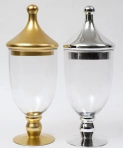 Inspire Me! Home Decor Gold Clear Glass Apothecary Jar W/ Lid (2 Colors)