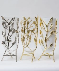 Inspire Me! Home Decor Gold Branch Vase With White Glass Insert