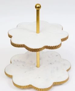 Inspire Me! Home Decor White Marble Flower Shaped Cake Stand (2 Colors)