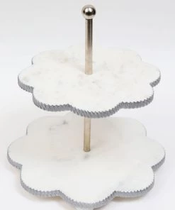 Inspire Me! Home Decor White Marble Flower Shaped Cake Stand (2 Colors)