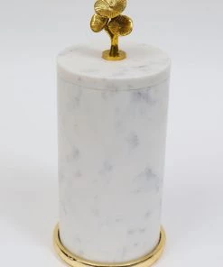 Inspire Me! Home Decor Marble Canisters With Floral Design Lid (2 Colors, 3 Sizes) Gold