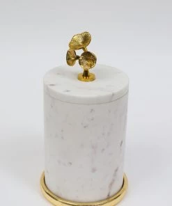 Inspire Me! Home Decor Marble Canisters With Floral Design Lid (2 Colors, 3 Sizes) Gold