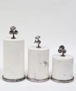 Inspire Me! Home Decor Marble Canisters With Floral Design Lid (2 Colors, 3 Sizes) Gold