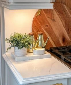 Inspire Me! Home Decor White Marble Rectangular Board With Grooved Handles