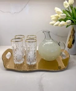 Inspire Me! Home Decor Gold Tray With Handles