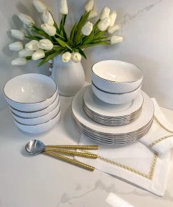 Inspire Me! Home Decor Gold 18 Piece Set Dining Set