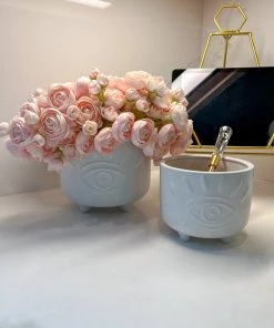 Inspire Me! Home Decor White Ceramic Evil Eye Planter (2 Sizes)