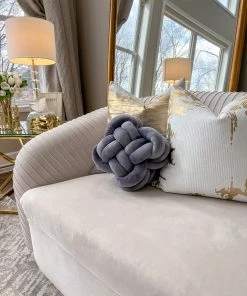 Inspire Me! Home Decor Pillows Gray Velvet Knot Pillow