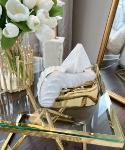 Inspire Me! Home Decor White & Gold Tissue Box Cover