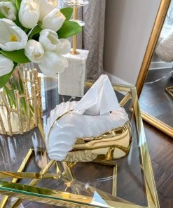 Inspire Me! Home Decor White & Gold Tissue Box Cover
