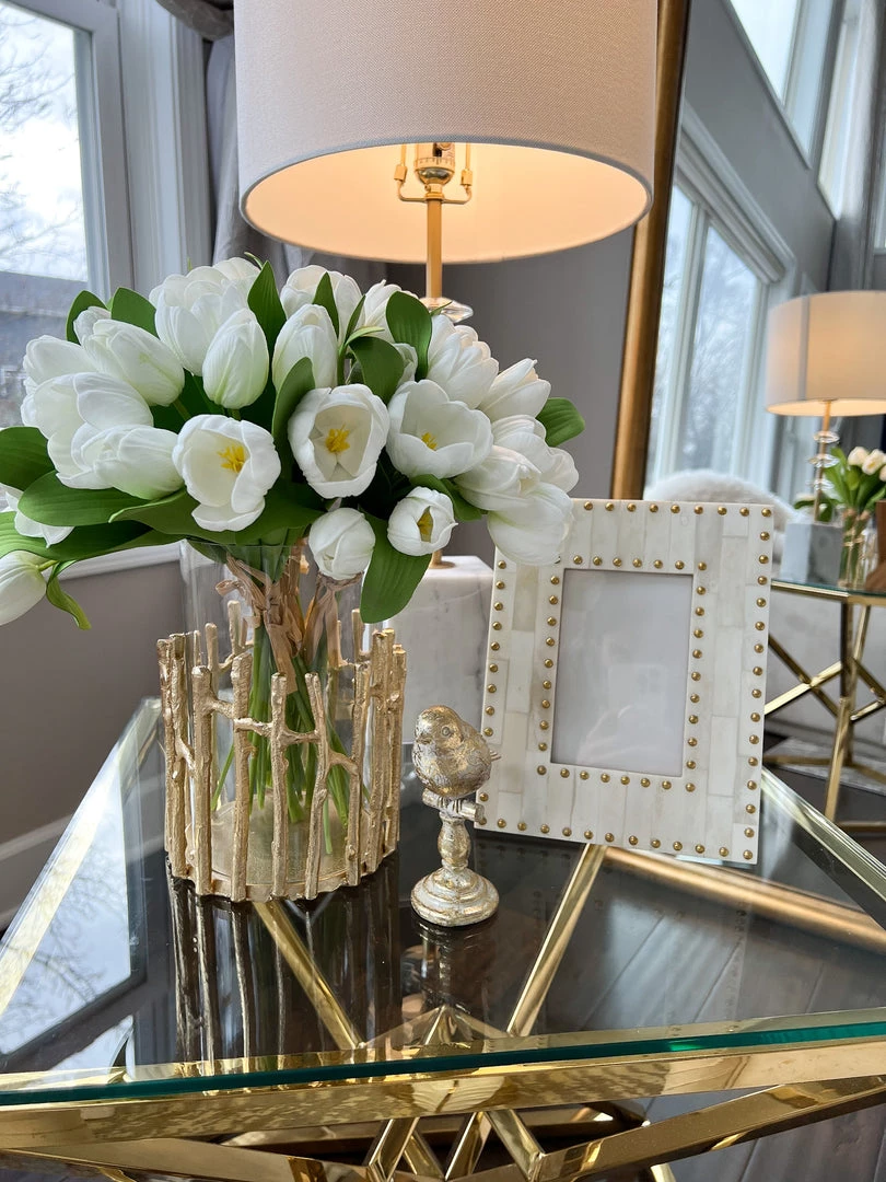 Inspire Me! Home Decor Glass Hurricane/Faux Floral Vase With Gold Twig Design (3 Sizes) 5 Inspire Me! Home Decor Glass Hurricane/Faux Floral Vase With Gold Twig Design (3 Sizes)