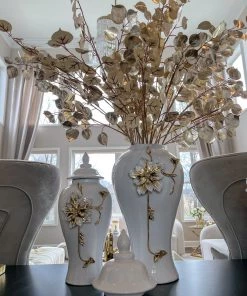 Inspire Me! Home Decor White And Gold Flower Ginger Jar (3 Sizes) 11 Inspire Me! Home Decor White And Gold Flower Ginger Jar (3 Sizes)