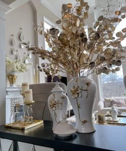 Inspire Me! Home Decor White And Gold Flower Ginger Jar (3 Sizes) 12 Inspire Me! Home Decor White And Gold Flower Ginger Jar (3 Sizes)