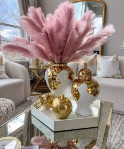 Inspire Me! Home Decor Gold Geometric White And Gold Ginger Jar (3 Sizes)