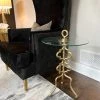 Inspire Me! Home Decor Gold Metal Side Table With Glass Top