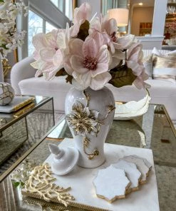 Inspire Me! Home Decor White And Gold Flower Ginger Jar (3 Sizes) 13 Inspire Me! Home Decor White And Gold Flower Ginger Jar (3 Sizes)