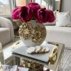 Inspire Me! Home Decor White Vase With Gold Floral Design