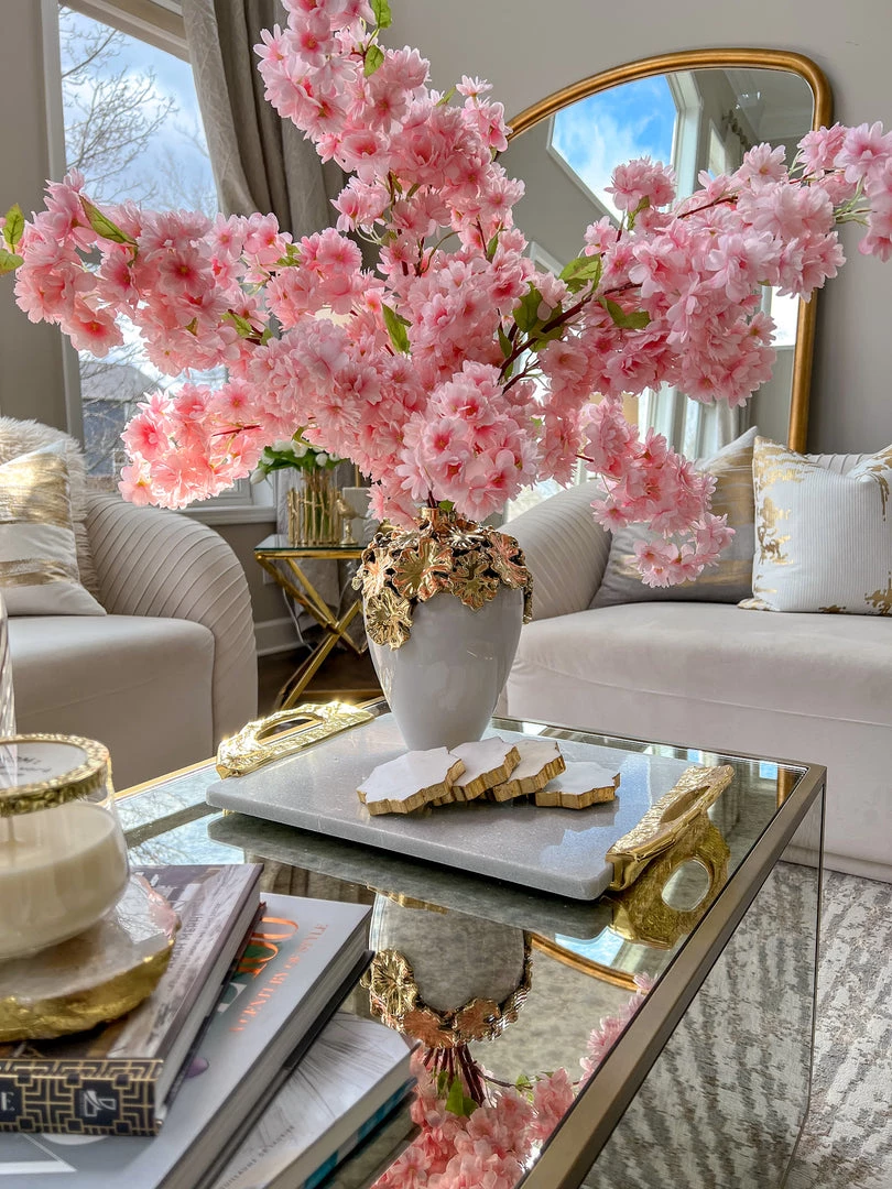 Inspire Me! Home Decor Gold Cascading Floral And White Vase 4 Inspire Me! Home Decor Gold Cascading Floral And White Vase