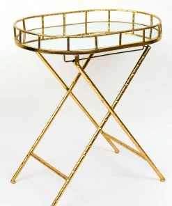 Inspire Me! Home Decor Gold Oval Accent Table With Mirror Top