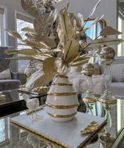 Inspire Me! Home Decor White Porcelain Vase With Stripe Design (2 Colors)