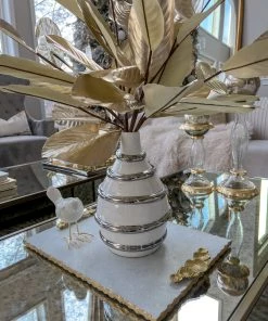 Inspire Me! Home Decor White Porcelain Vase With Stripe Design (2 Colors)