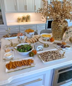 Inspire Me! Home Decor White Ceramic Bowl With Gold Vine & Leaf Handles